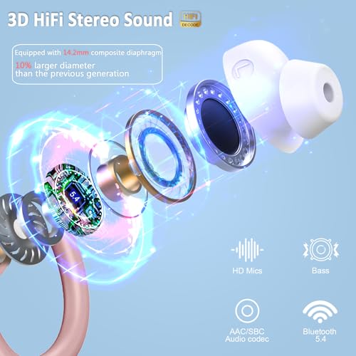 Image of Wireless Earbuds, Sport Bluetooth 5.4 Headphones 2026 New Bluetooth Earbuds with 56Hrs Stereo, 4 ENC Mic, Noise Canceling Over-Ear Buds with Earhooks, IP7 Waterproof Earphones for Workout /Running /Gym