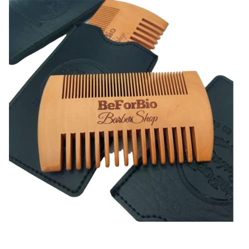 BEFORBIO "LE PEIGNE EN BOIS" - PEIGNE À BARBE EN BOIS ULTRA LEGER AVEC POCHETTE EN CUIR Cover