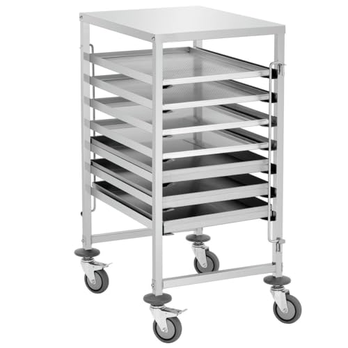 MBH - Carro para Bandejas de Acero Inoxidable 600x400 mm. Carro Profesional con Capacidad para 7 bandejas para hosteleria