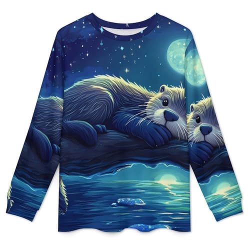 Wildlife Animal Sea Otter Pajama Set Long Sleeve Lounge Sets Sleepwear 2 Pjs Nightwear for Men Women4