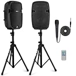 Pyle Sistema PA Portatile Wireless, Cassa Bluetooth, Altoparlanti Attivi e Passivi da 1000 Watt, Cassa Bluetooth Potente, USB SD MP3 AUX, Montaggio 35 millimetri, 2 Supporti, Microfono