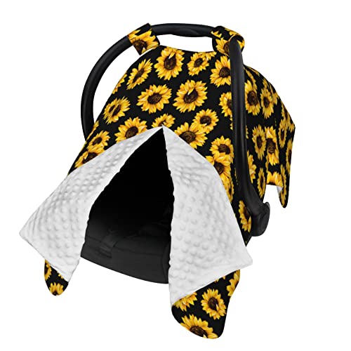 Image of Baby Car Seat Cover for Baby, Nursing Cover for Mom, Cute Baby Stuff for Boys Girls (Sunflower)
