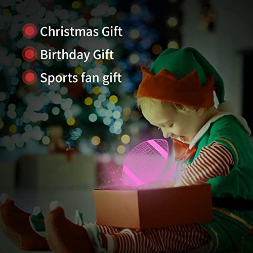 Image of Football Gifts Football 3D Night Light, 16 Colors Changing Touch & Remote Control Table Illusion Lamp, Bedroom Office Gaming Decor, Christmas Birthday Xmas Gift Toys for Boys Girls Men Sport Fans