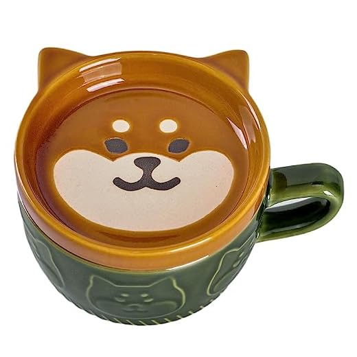 WHJY Canecas de cerâmica fofas para cães com tampa, caneca de café Kawaii com tampa, novidade japonesa presentes para amantes de gatos - 290 ml