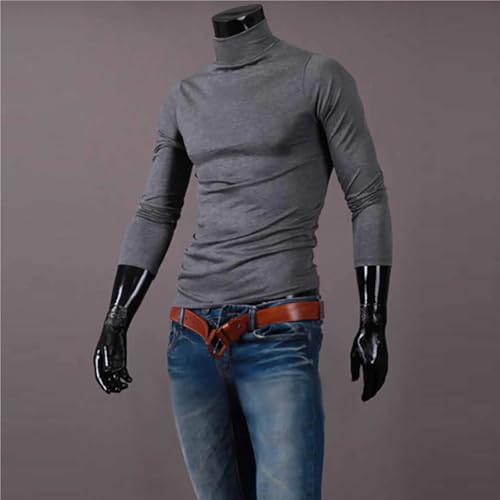 Men's Sweater Men's Pullover Half High Collar Soft and Warm Knitted(Black,Medium)2