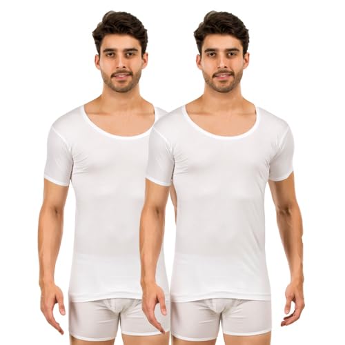 crystal Alpha Half Sleeve Vest 2s Pack (in, Numeric, 85, Regular, 2, White)-picture-18