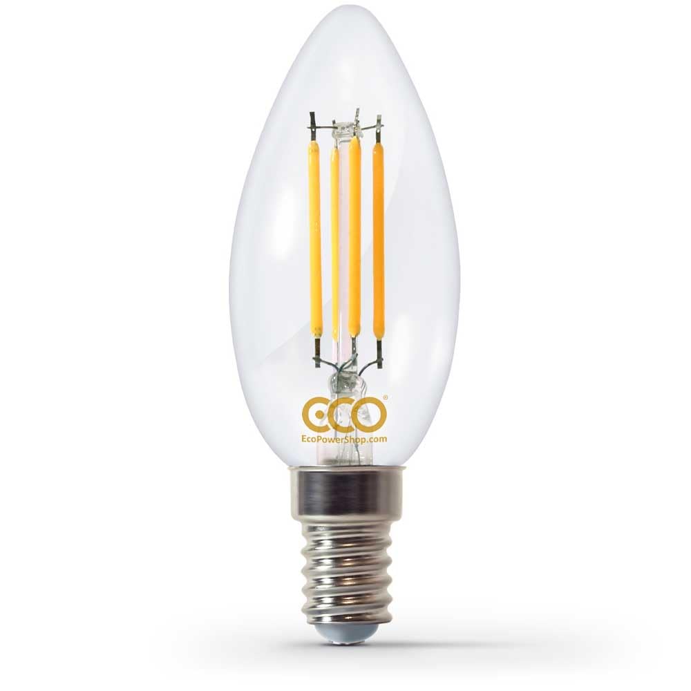 ECO 30W Equivalent 2W LED Filament Candle Light Bulb, 320 Lumens, Warm White 3000K, E14 SES Small Edison Screw - Image 2