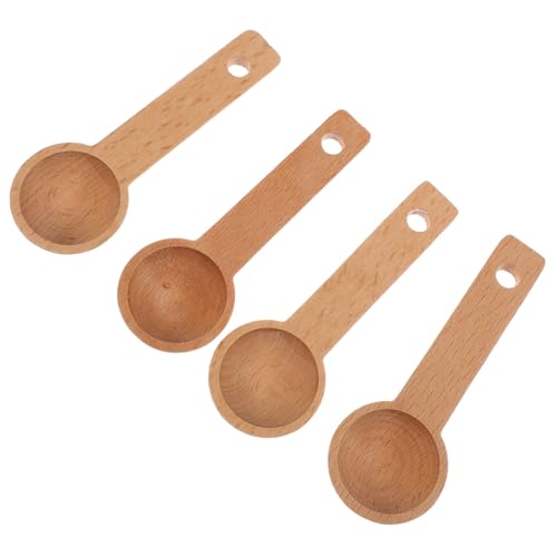 TOYZFRIENDY 4 Piezas Cuchara de medición de madera cucharada cucharadita cuchara de medición de cucharadas Essential de medir Beige