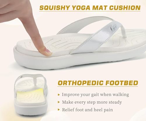 Image of jiajiale Womens Fashion Orthotic Flip Flops Ladies Slip On Lightweight Comfortable Thick Cushion Yoga Mat Thong Sandals With Plantar Fasciitis Arch Support