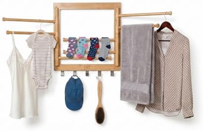 Honey-Can-Do Natural Bamboo Wall-Mount Swivel-Arm Drying Rack, 8 ...