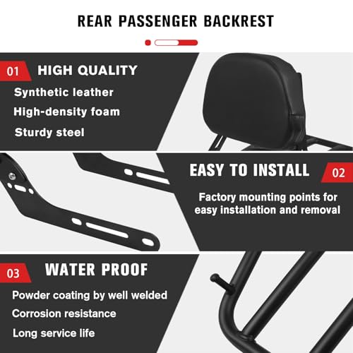 CHIFUN Passenger Backrest Sissy Bar for Honda CL 500 CL300 SCL500 2023-2025, Steel Motorcycle Rear Luggage Rack Replacement (Black)