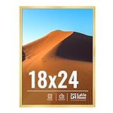 LaVie Home 18x24 Picture Frame for Wall Display, 18x24 Gold Picture Frame with HD Plexiglas, 18 x 24 Poster Frame 1 Pack, Display Frame for Vertical or Horizontal, Classic Collection