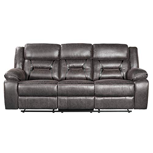 Roundhill Furniture Elkton Manual Motion Recliner With Storage Console, Sofa, Dark Chesnut #TOP1