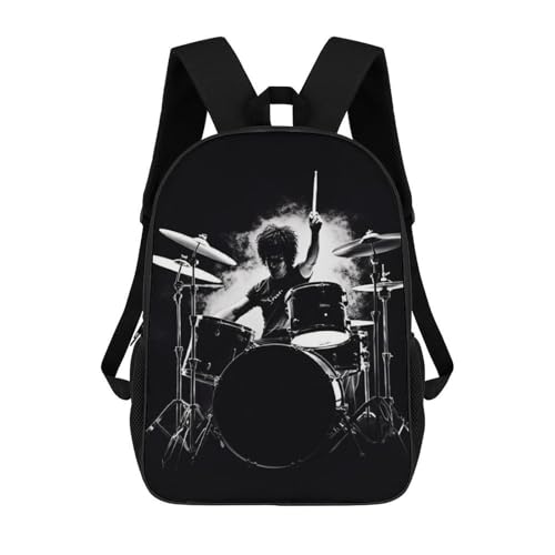 Drummer Backpack for Women Men 17 Inch Laptop Backpacks Casual Daypack Carry on Backpack Waterproof Black Bookbag Work Travel Computer Backpacks