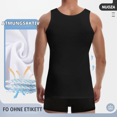 NUOZA Unterhemd Herren 3er Pack 100% Baumwolle Tank Top Ärmellos – Ansicht 3