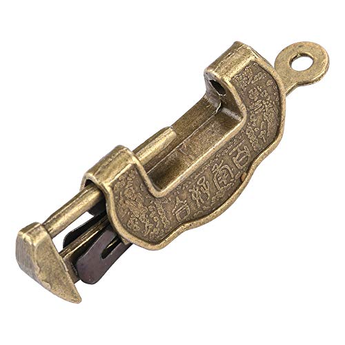 Image of Zinc Alloy Material Chinese Retro Bronze Color Brass Padlock Vintage Padlock for Mini Cabinet(Small)