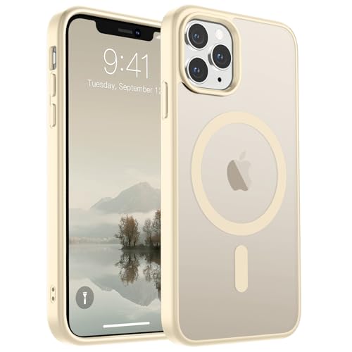 Image of SUPFINE Magnetic for iPhone 11 Pro Max Case Antique White | (Compatible with MagSafe)(Military Grade Drop Protection)Shockproof Translucent Matte Phone Cover