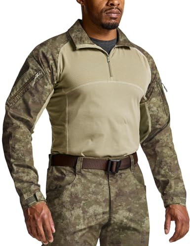Image of CQR Men's Tactical Combat Shirt, 1 /4 Zip Long Sleeve Breathable Military BDU Training Top for Shooting, Hunting, Range Use