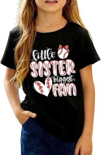Baseball Sister T-Shirt Toddler Girl Short Sleeve Baseball Game Day Shirt Baseball Lover Tops Baseball Biggest Fan Tee3