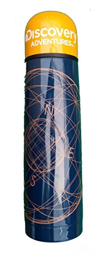 Thermo Flask deep Blue with Vibrant Orange Design 500ml - Ideal Festival Flask for The Festival Summer Season - Camping- Walking