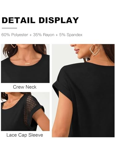 Image of Bliwov Womens Tops Lace Cap Sleeve T Shirts,Cute Trendy Casual,Beach Vacation Outfits,Summer Spring Fashion Clothes