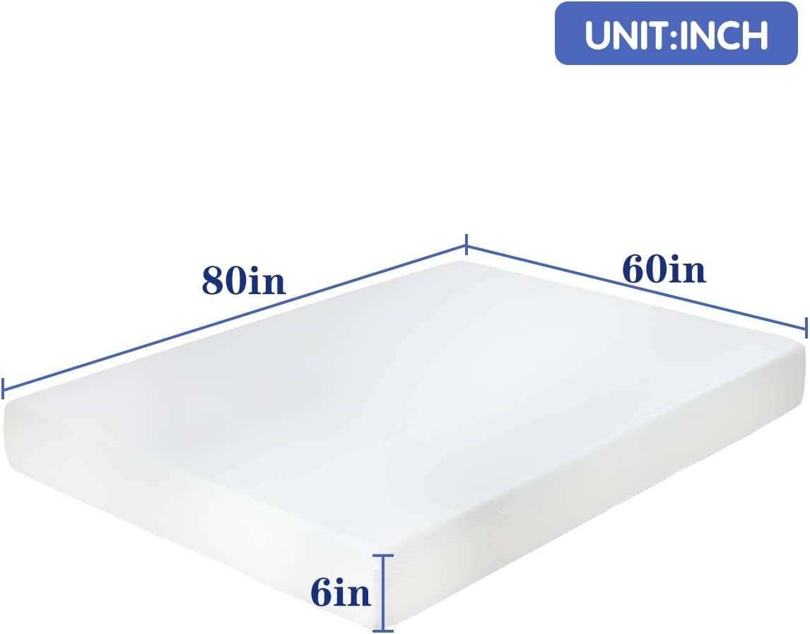 Dkeli Queen Mattress, 6 Inch Gel Memory Foam Mattresses for Cool Sleep & Pressure Relief, Medium Firm RV Daybed Mattress for Kid Adults, Bed-in-a-Box, CertiPUR-US Certified