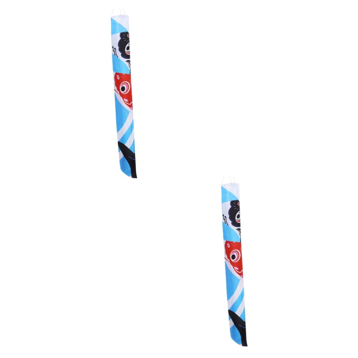 Koinobori rouge et noir UKCOCO : lot de 2 bannières satin suspendues