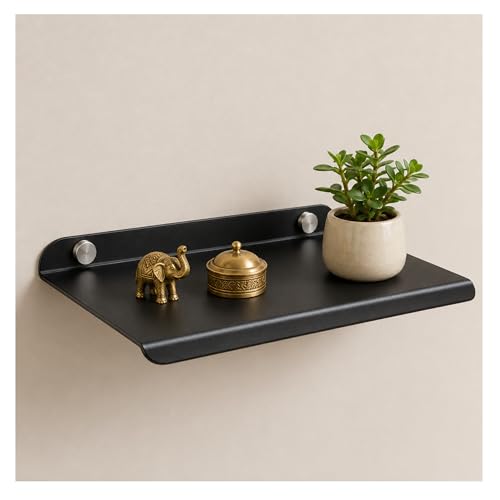 Image of OrganizeMee Metal Small Wall Mounted Shelves,Bluetooth Speaker,Wi-Fi Camera Stand Corner Floating Shelf for Living Room & Bedroom,Home Decor Items Plant Pot mounting Racks, Speaker Stand(Black)