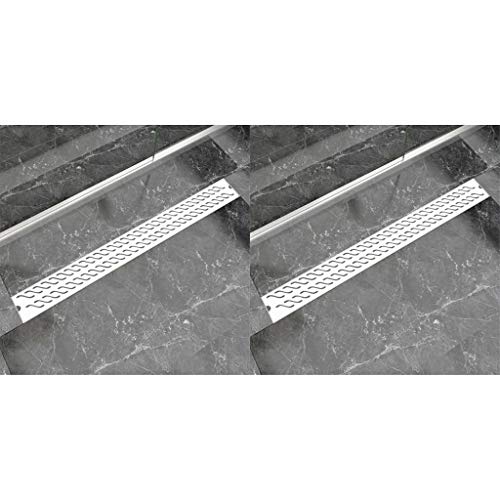 Plumbing Plumbing Fixture Hardware & Parts Drains Linear Shower Drain 2 pcs Wave 1030x140 mm Stainless Steel