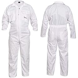Mono De Trabajo Blanco Blanco Hombres Mono Mono Traje Color Caldera Mono Ropa Trabajo mecánica Mono - Blanco, Medium