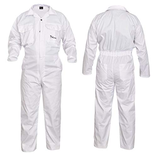 Blanco Hombres Mono Mono Traje Color Caldera Mono Ropa Trabajo mecánica Mono - Blanco, Medium