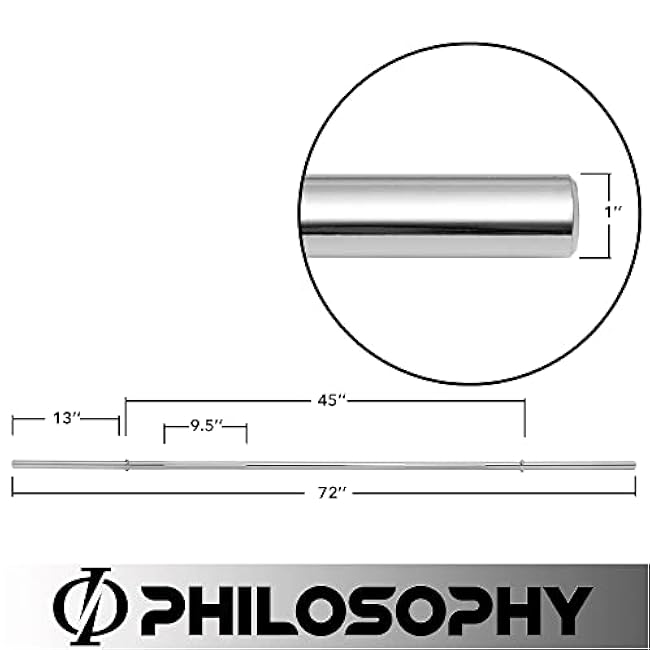 Philosophy Gym 1 Standard Weightlifting Barbell - Straight Bar with Smooth Sleeves