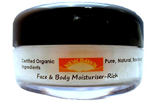 Organic Natural Rose Geranium Rich Cream / Moisturiser for Dry skin - Range No.2 - Eczema / Psoriasis / Itchy Skin Relief - Made with Coconut, Rosehip and Starflower Oil (30ml) by New Dawn