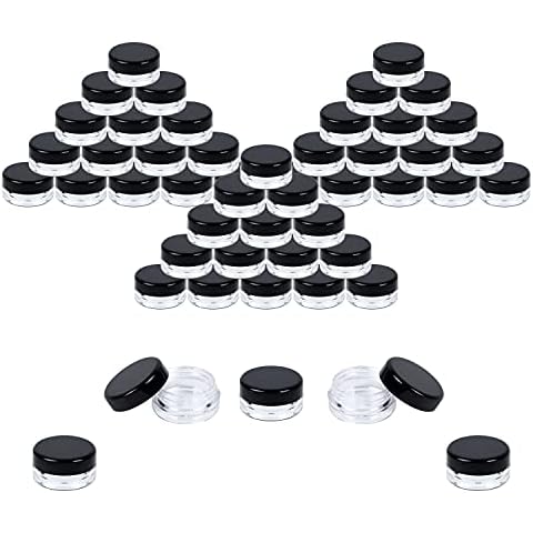 Houseables Sample Containers, Sample Jars, Lip Balm Containers, 3 Gram, 50 PK, Cosmetic Containers, Makeup Containers, Small Powder Container, Small Cosmetic Jars, Tiny Containers with Lids, BPA Free Cover