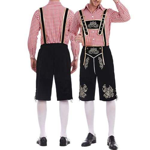 Pantalon cargo en cuir et flanelle pour costume Oktoberfest homme