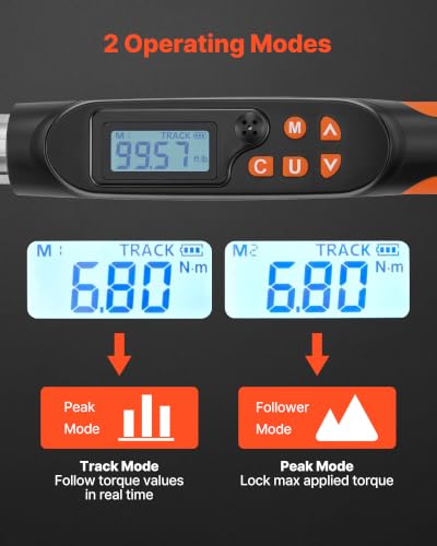 Image of VEVOR Torque Wrench 0-1.5 in Adjustable Jaw Opening Digital Torque Wrench, Open-End Jaw, 4 Display Units, ±2% Accuracy, LCD Screen, with Buzzer and LED Indicator, for Pipe and Automotive Repair