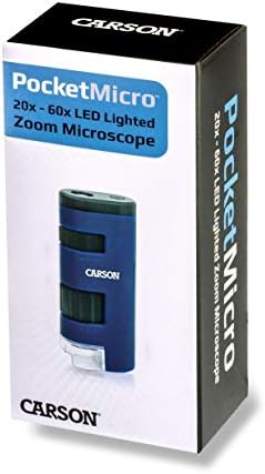 Carson MM-450 Pocket Micro LED Lighted 20x-60x Microscope with Aspheric Lens System - Blue