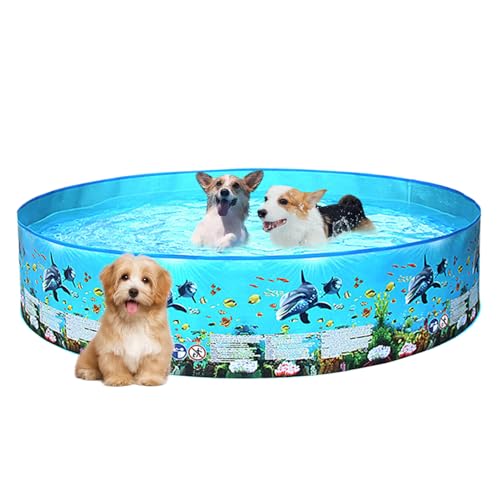 Piscina : bañera portátil de Mascotas, Cuenca de Juego de Agua | Tema de Verano al Aire Libre, construcción Gruesa de PVC, función de Drenaje rápido, Almacenamiento Compacto,
