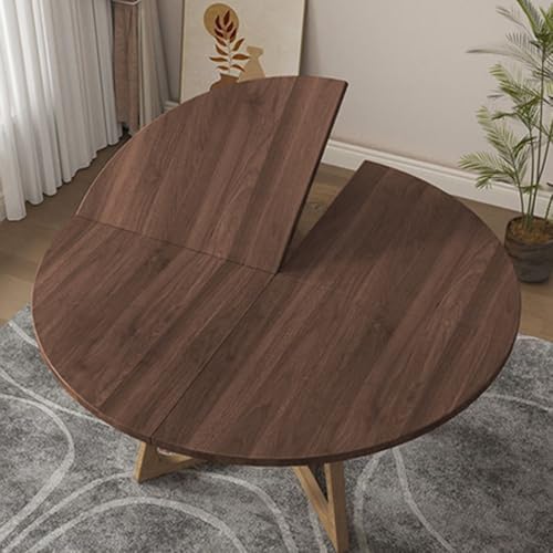 SMCMGECEUZ Mesa Redonda Plegable De 4 Puntos 120-180cm Tablero De Mesa Redonda De Madera Que Ahorra Espacio Superficie Portátil Sin Patas(Walnut,180cm/71in)