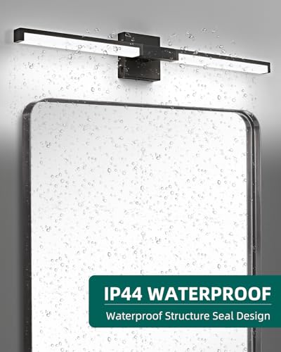 Image of OKELI Modern Bathroom Light Fixtures Over Mirror, 32 Inch Matte Black Vanity Light Bar for Bathroom, 16W 5CCT Diammable Wall Light