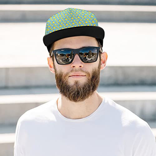 Baseball Cap, Snapback Cap, Tactical Cap, Trucker Hat For Women Men Boys Girls - Cute Funny Yellow Duck Rubber Ducky Sky Blue Art, Hip Hop Flat Brim Hat Dad Hat Fashion Cap, Breathable #TOP6