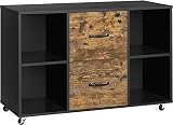 ZAKMIR Rolling File Cabinet with 2 Drawers, Black/Antique Brown