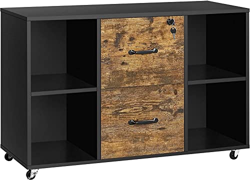 Zakmir Rolling File Cabinet With 2 Drawers, Black/Antique Brown #TOP29