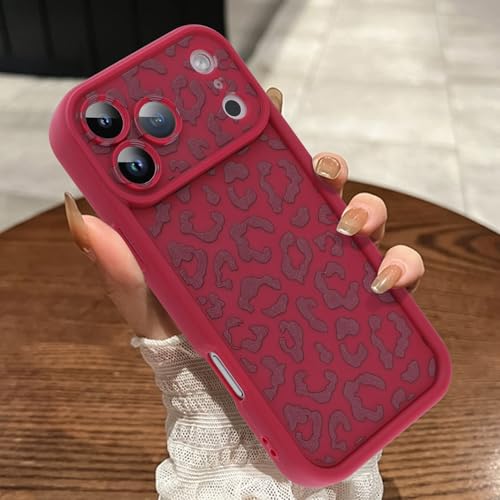 MOWIME Compatible with iPhone 17 Pro Max Case, Cheetah Print Shockproof Soft TPU Protective Cover for Women Girls, Slim Anti Scratch Leopard Case for iPhone 17 Pro Max 6.9 Inch, Wine Red by MOWIME - Used condition - US$12.62