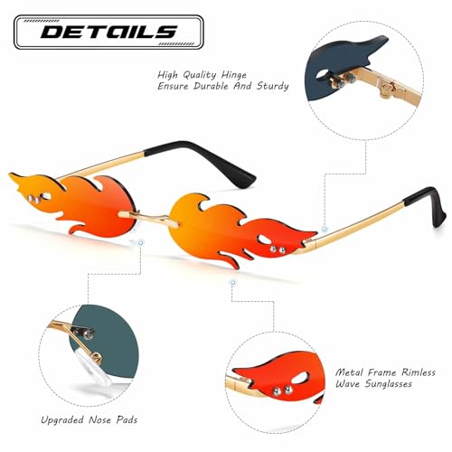 Flame Sunglasses Fire Flame Glasses Funky Cool Festival Glasses For Women Men3