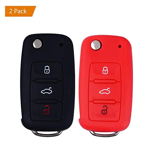 E-Mandala Funda Llave VW, 3 Botones Llave Carcasa in Silicona para Coche Volkswagen VW Golf 7 6 5 4 Caddy Lupo Polo Passat Skoda Fabia Bora Cover de Llave Car Key Case - Rojo Negro