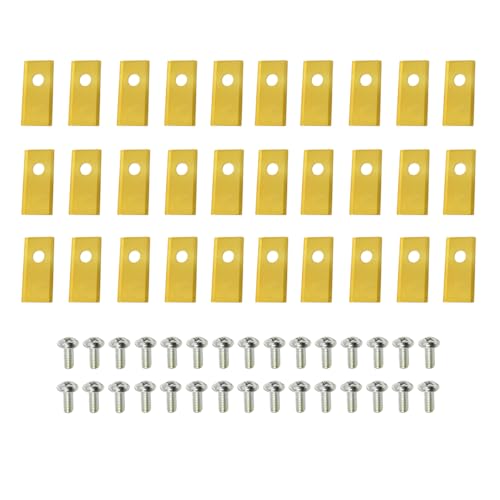 SEIWEI Rasenmähermesser mit Schrauben, Mähroboter Ersatz Roboter Rasenmäher Messerset für Worx Landroid Scheppach Robomow Einhell Landxcape Rasenmähroboter, Edelstahl (30er Pack - Gold)