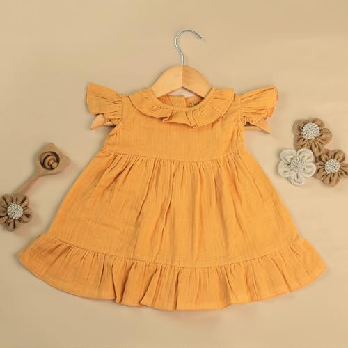 Image of Kidbea Baby Girls Cotton Dress for Kids | Soft, Breathable & Comfortable Western Frock | Trendy Casual, Party & Festive Outfit for Girls