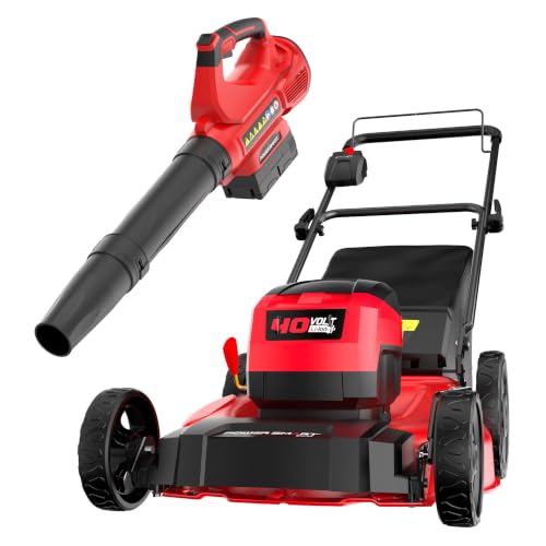 Image of PowerSmart 40V 21 inch Cordless Lawn Mower + 465 CFM Leaf Blower, 3 Batteries