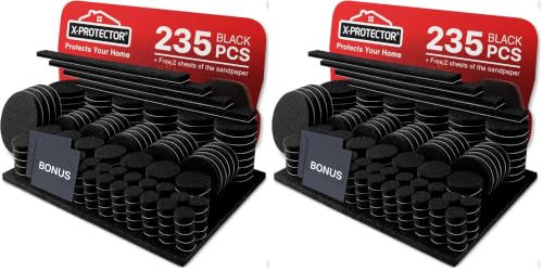Image of Felt Furniture Pads 235 PCS X-Protector! Huge Quantity of Black Furniture Pads for Hardwood Floors with Many Big Sizes - Your Ideal Wood Floor Protectors for Furniture. (Pack of 2)